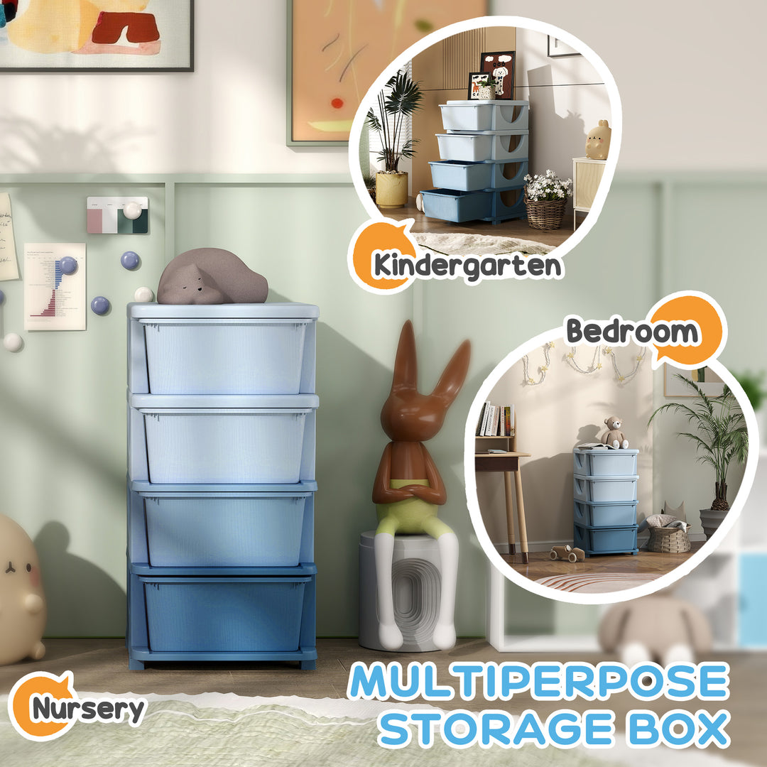 Qaba 3 Tier Kids Toy Organizer and Storage Bins with 3 Plastic Drawers, Pink