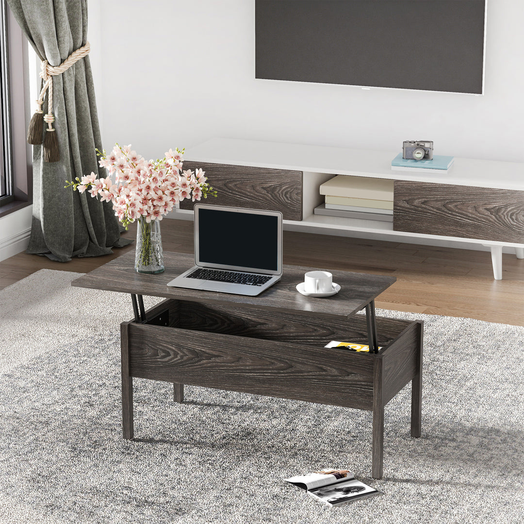 HOMCOM 39" Modern Lift Top Coffee Table with Hidden Storage Compartment, Center Table for Living Room, Grey