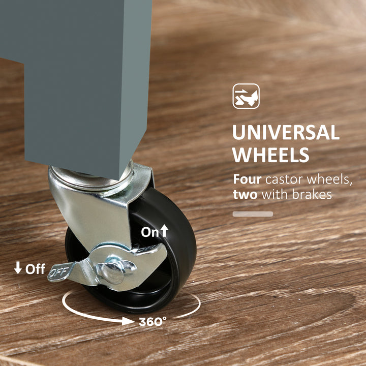 HOMCOM Kitchen Cart on Wheels, Rolling Kitchen Island Cart with Wood Top, 3 Drawers and Shelves for Home Dining Area