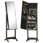 HOMCOM Mirror Jewelry Cabinet Armoire, Lockable Jewelry Organizer with Full-Length Mirror, 3 Angle Adjustable, Grey