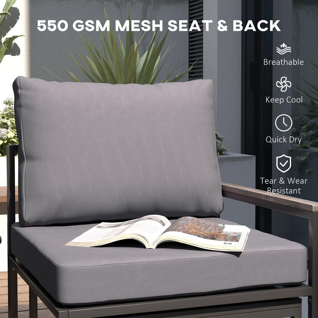 Outsunny 5 Pieces Outdoor Patio Furniture Set with Ottomans, Cushions, Small Patio Sofa Set for Garden, Backyard, Poolside, Grey