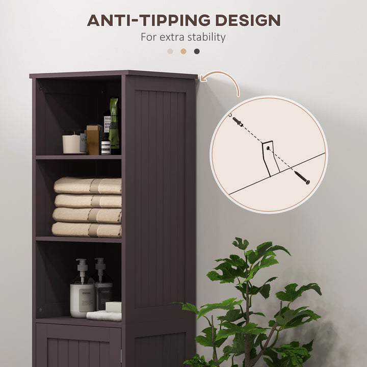 kleankin Tall Bathroom Storage Cabinet, Freestanding Tower Cabinet with Adjustable Shelf, 3 Open Shelves, White