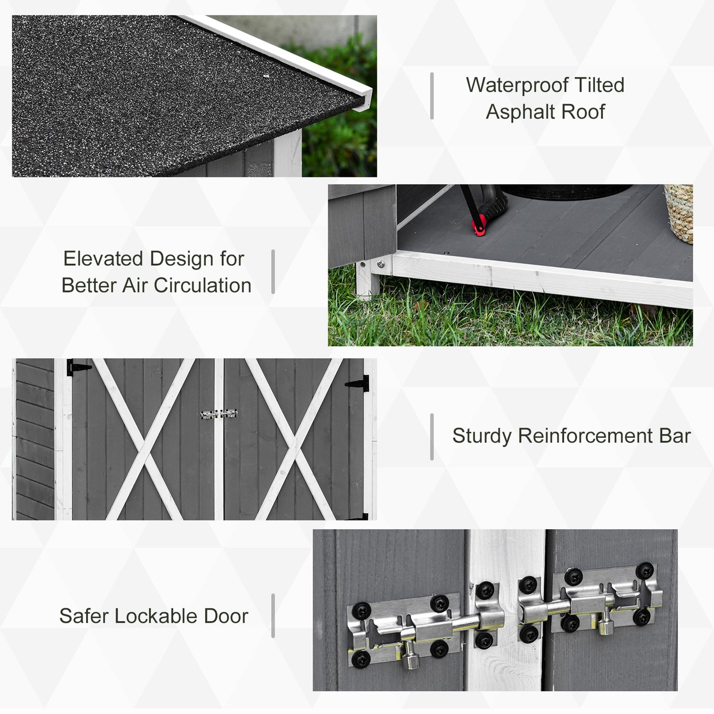 Outsunny 54.75''x29.5''x63'' Garden Storage Shed Asphalt Roof Wooden Timber Double Door Utility Storage House w/ Movable Shelf & Fixed Fittings