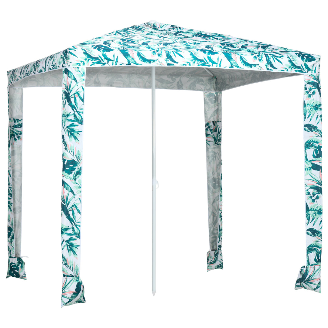 Outsunny Beach Umbrella, 6.5' Easy-Assembly Sun-Shade Shelter with Sandbags and Carry Bag, Cool UV50+, Dark Blue