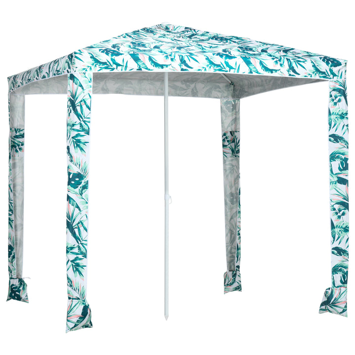 Outsunny Beach Umbrella, 6.5' Easy-Assembly Sun-Shade Shelter with Sandbags and Carry Bag, Cool UV50+, Dark Blue