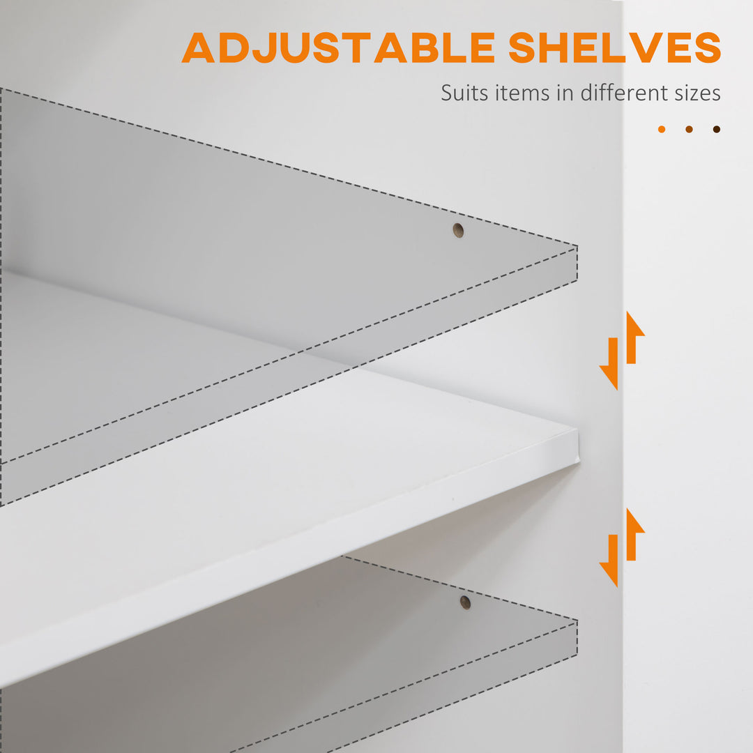 HOMCOM Kitchen Island with Storage, Rolling Cart Trolley with Rubberwood Top, Adjustable Shelf, Drawer, Spice Rack, White