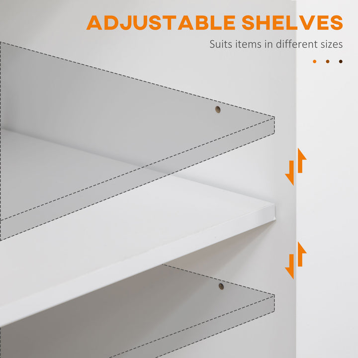 HOMCOM Kitchen Island with Storage, Rolling Cart Trolley with Rubberwood Top, Adjustable Shelf, Drawer, Spice Rack, White