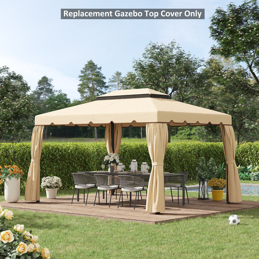 Outsunny 13' x 10' Gazebo Replacement Canopy, Gazebo Top Cover with Double Vented Roof for Garden Patio(TOP ONLY), Beige