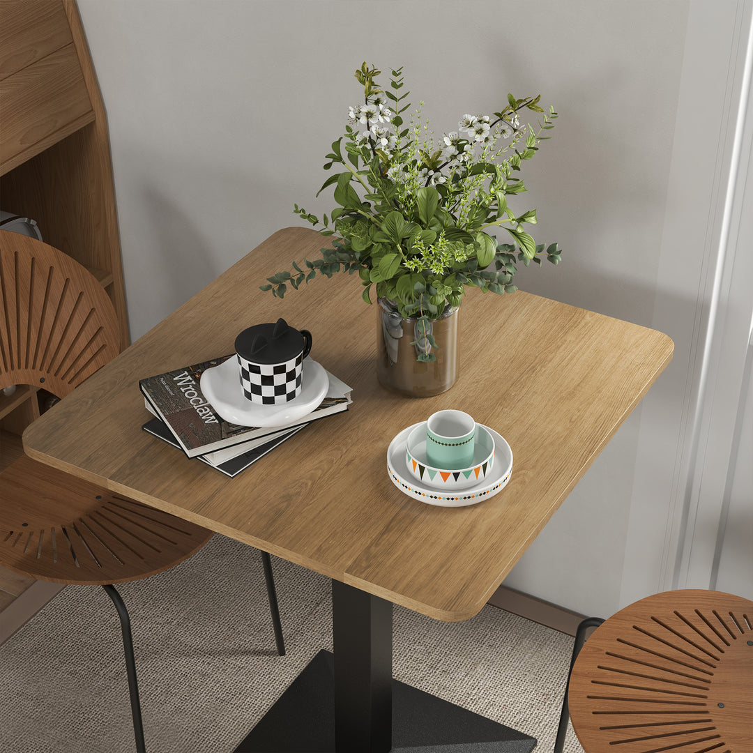 HOMCOM 28" Square Dining Table, Modern Dining Room Table with Steel Base, Space Saving Small Kitchen Table, Dark Brown