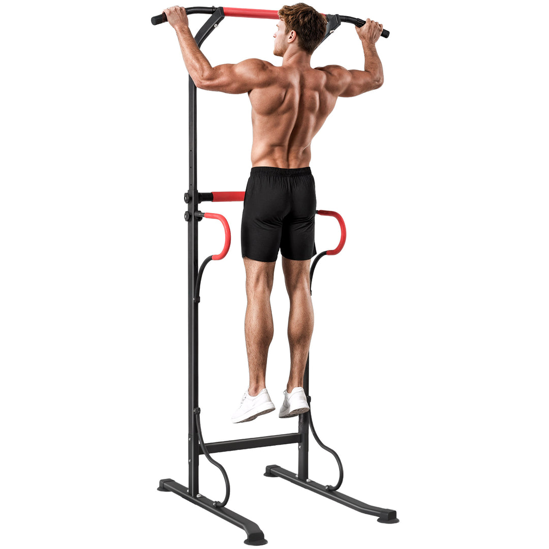 Soozier Power Tower Pull Up Bar Dip Station for Home Office Gym Multi-Function Workout Equipment