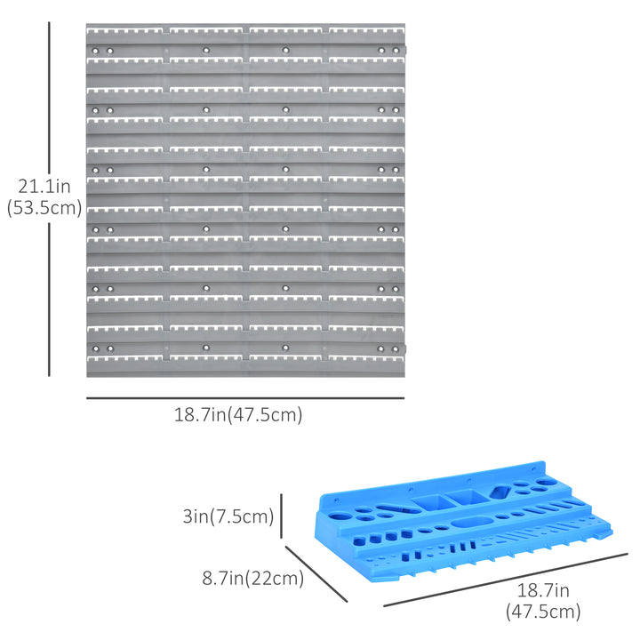 DURHAND 54 Piece Plastic Pegboard Panels, Peg Board with Accessories, Shelf Tool Organizer, Wall Mounted DIY Garage Storage with 50 Hooks, Red