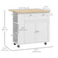 HOMCOM Kitchen Island with Power Outlet and Drop Leaf, Rolling Kitchen Cart with 2 Drawers and Adjustable Shelves, White