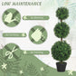 HOMCOM 2 Pack 40" Artificial Trees, Boxwood Topiary Ball Trees with Pot for Indoor, Outdoor, Home Office, Living Room, Green