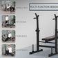 Soozier Adjustable Weight Bench, Foldable Bench Press with Barbell Rack and Dip Station for Home Gym, Strength Training Multiuse Workout Bench, Black and Grey