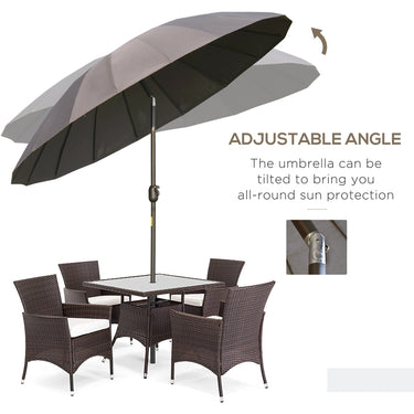 Outsunny 8ft Shanghai Garden Parasol Umbrella with Crank & Tilt, Adjustable Outdoor Sun Shade, Dark Grey