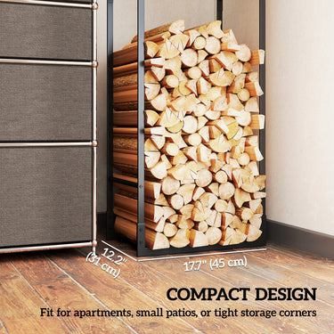 Outsunny Firewood Rack Outdoor, Heavy Duty Log Holder with Adjustable Shelf for Fireplace, Indoor Outdoor Fire Wood Storage Rack