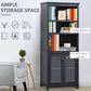 HOMCOM Multifunctional Storage Cabinet Bookcase with Adjustable Shelves Display Rack for Study, Kitchen, Living Room, White