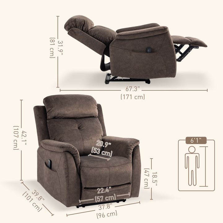 HOMCOM Manual Recliner Chair with Vibration Massage, Reclining Chair for Living Room with Side Pockets, Dark Grey