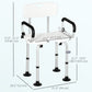 HOMCOM Bath Chair with Back, Adjustable Height Non-slip Shower Stool Bench Tool-Free Assembly Bathroom Aids, White
