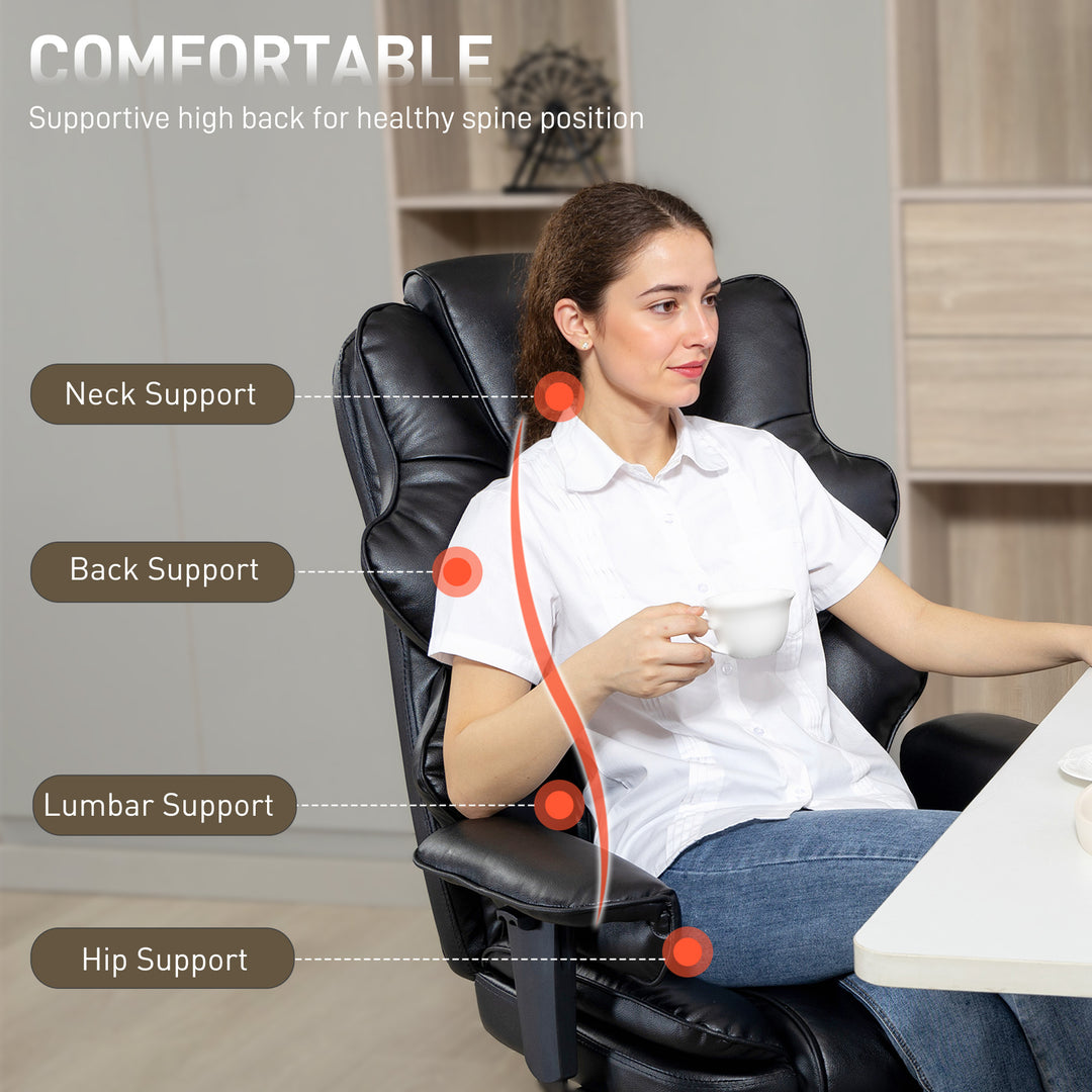 HOMCOM Big and Tall Office Chair, 400 lbs Overstuffed Desk Chair with Spring Cushion, Shaped Foam, PU Leather