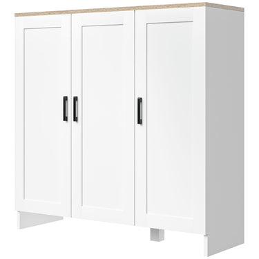HOMCOM Modern Sideboard Buffet Cabinet, Modern Kitchen Storage Cabinet with 3 Doors Adjustable Shelves, for Dining Room, White