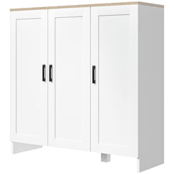 HOMCOM Modern Sideboard Buffet Cabinet, Modern Kitchen Storage Cabinet with 3 Doors Adjustable Shelves, for Dining Room, White