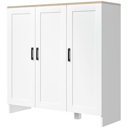 HOMCOM Modern Sideboard Buffet Cabinet, Modern Kitchen Storage Cabinet with 3 Doors Adjustable Shelves, for Dining Room, White
