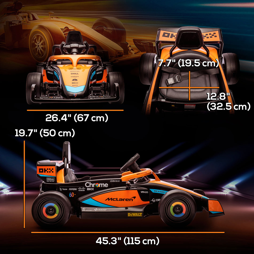 Qaba 12V Electric Car for Kids with Suspension, Music, MP3, Remote Control for 3-5 Years, Orange