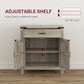 HOMCOM Farmhouse Buffet Cabinet Sideboard with 1 Drawer, 1 Storage Cabinet and Adjustable Shelf, White