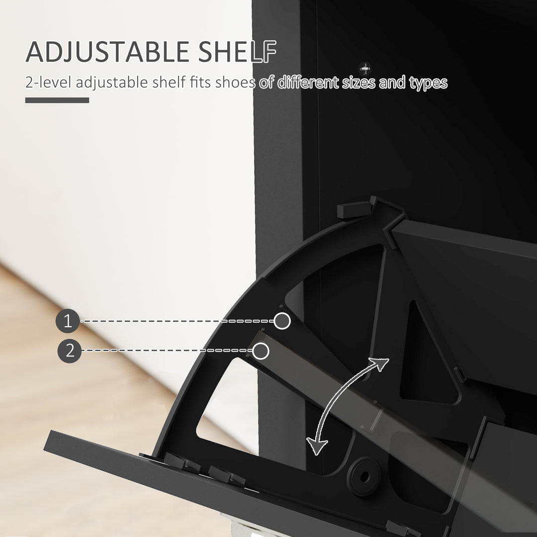 HOMCOM Entryway Shoe Cabinet with 2 Flip Drawers and Adjustable Shelves, 12 Pair Shoe Storage Organizer for Hallway, White