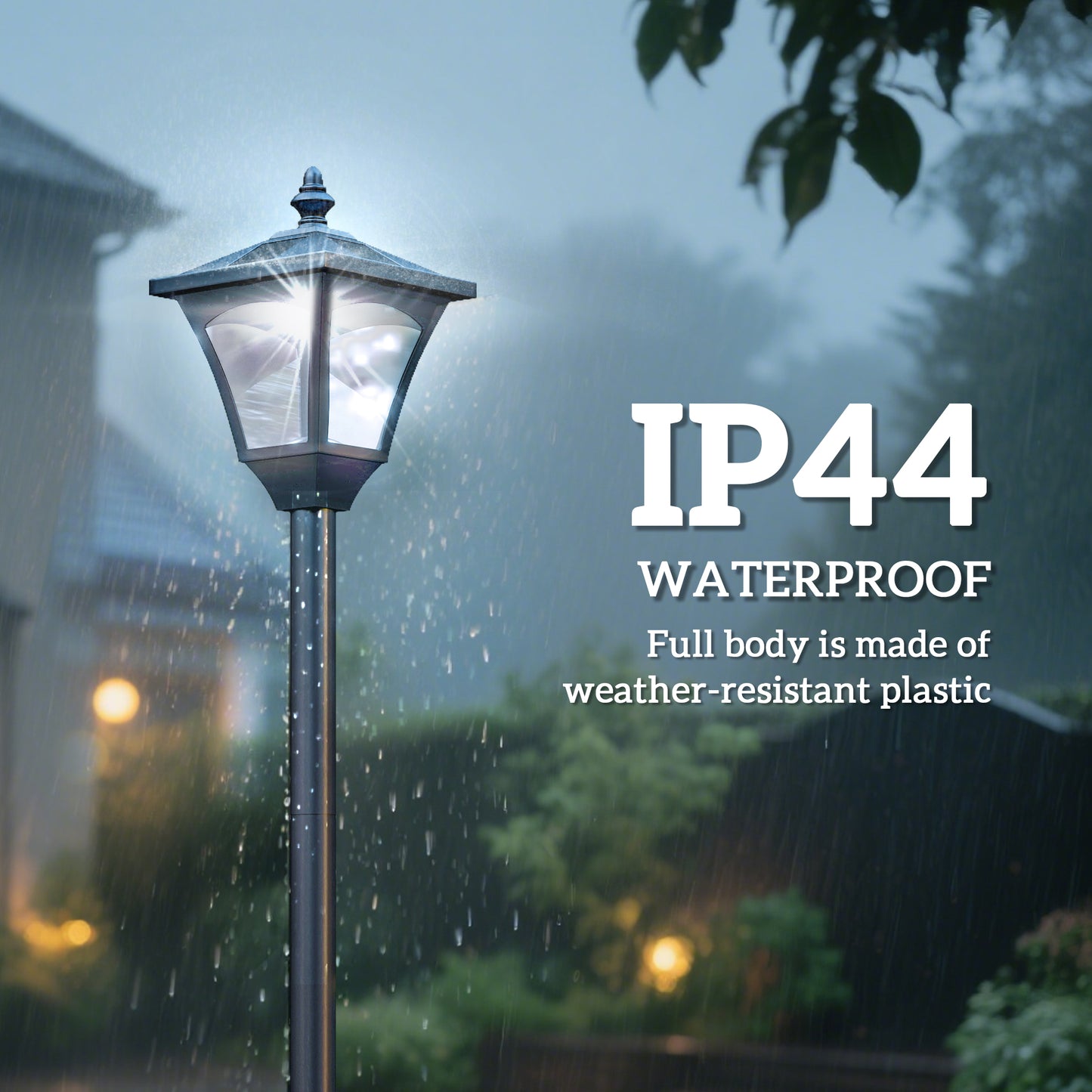 Outsunny Single Solar Lamp Post Garden Solar-Powered LED Streetlight Style Outdoor Light Waterproof 5-6 Hours with Base for Lawn Pathway Walkway 47"H, Black
