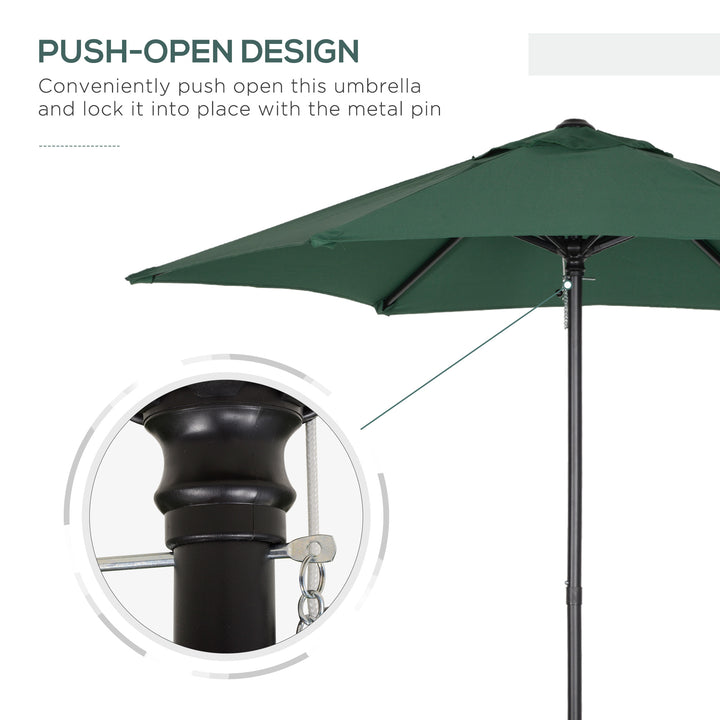 Outsunny 6.6FT Patio Umbrella, Outdoor Parasol with 6 Solid Ribs, Green