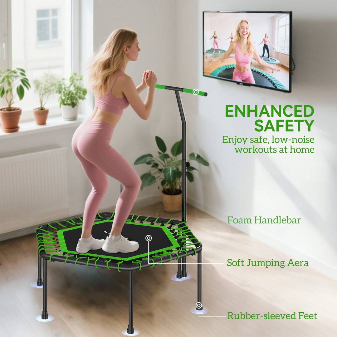 Soozier 45" Rebounder Trampoline for Adults, Mini Fitness Trampoline Bungee Rebounder with 3-Level Adjustable Handle