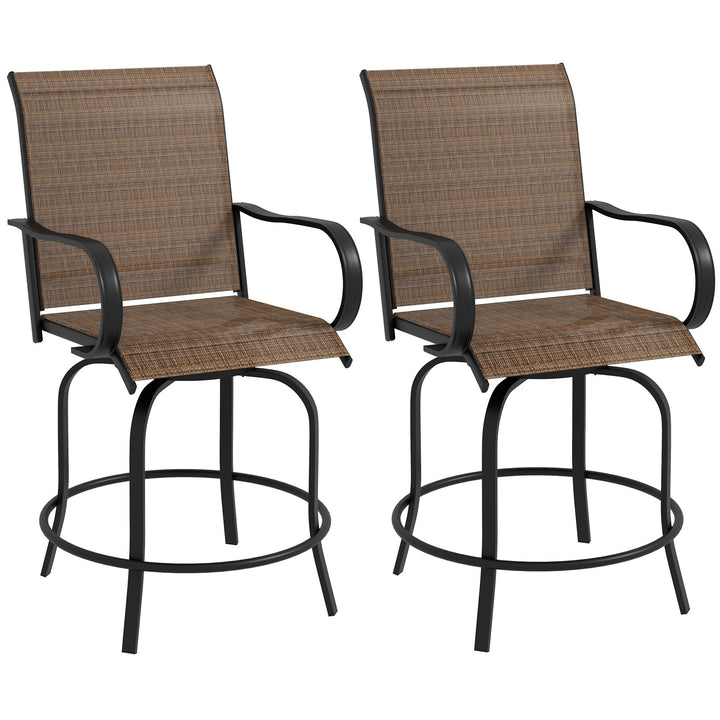 Outsunny Outdoor Bar Stools Set of 2, 360° Swivel Bar Height Chairs, 26.8" x 29.5" x 48.4", Navy Blue
