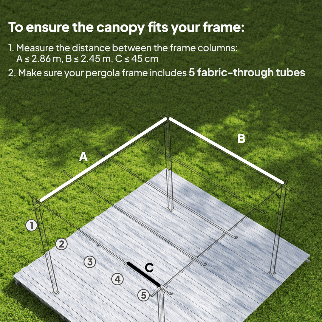 Outsunny 8' x 9.4' Retractable Pergola Canopy Replacement, Fit 7' x 10' Frame, UV30+ Pergola Cover Top Only, Cream