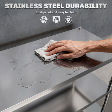 HOMCOM Bakers Rack, 5-Tier Stainless Steel Kitchen Storage Shelf with Adjustable Heights for Spices, Pots and Pans, Silver