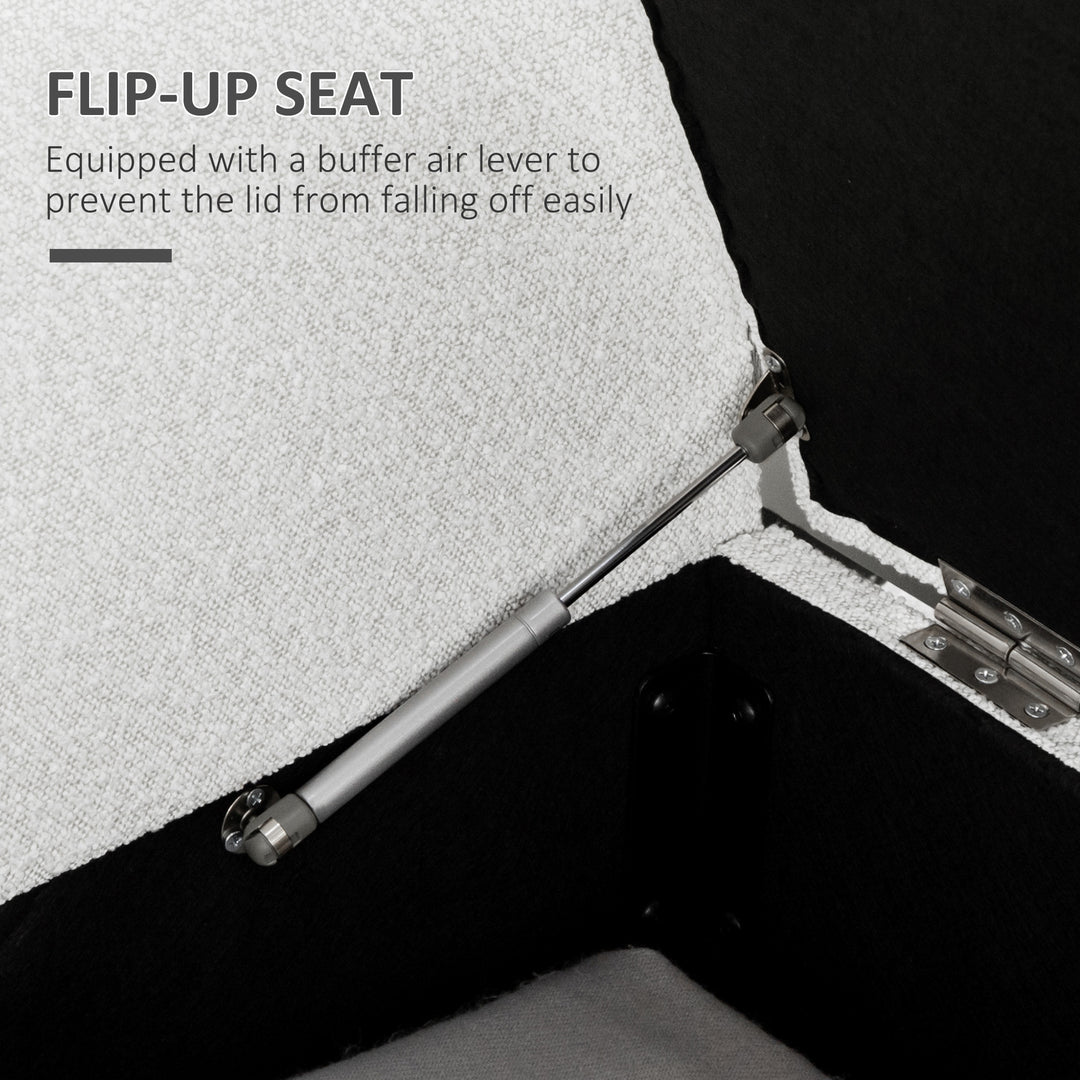 HOMCOM Upholstered Storage Bench with Arms, Modern Ottoman Bench for Bedroom, Entryway, and Living Room, Cream White