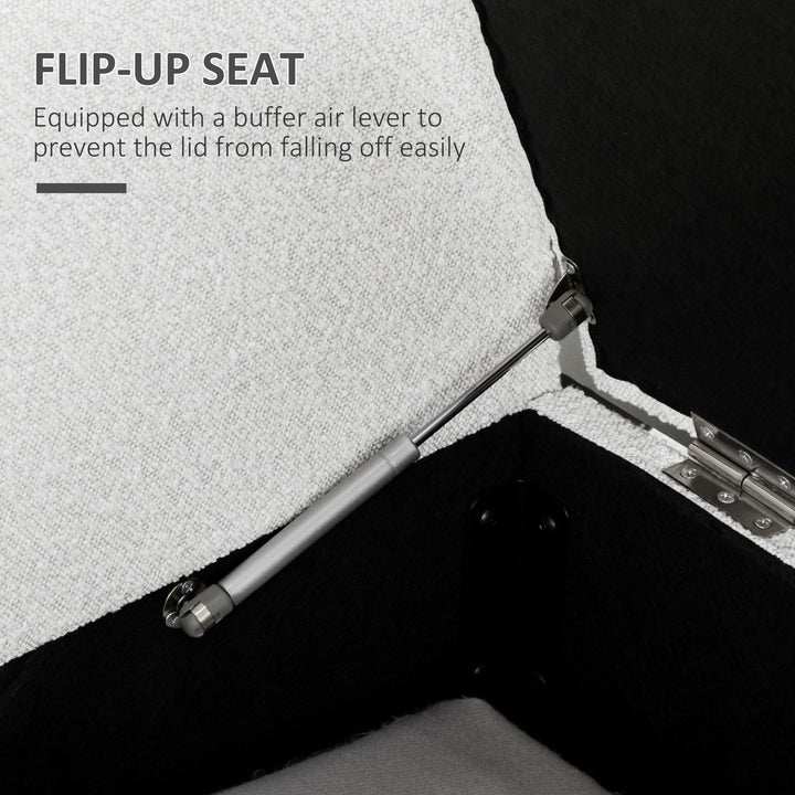 HOMCOM Upholstered Storage Bench with Arms, Modern Ottoman Bench for Bedroom, Entryway, and Living Room, Cream White