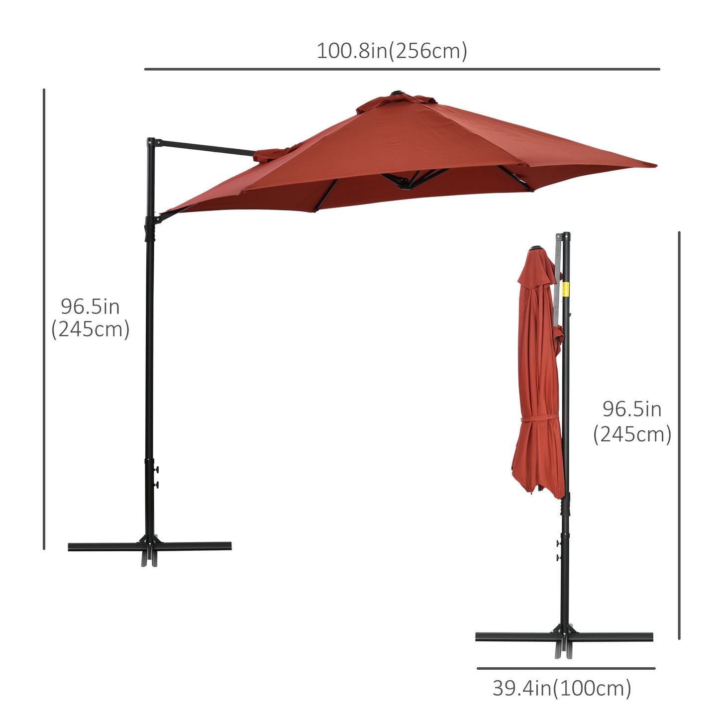 Outsunny 8.5FT Outdoor Cantilever Roma Parasol with 360Â° Rotation and Cross Base, Offset Patio Umbrella for Garden, Dark Grey
