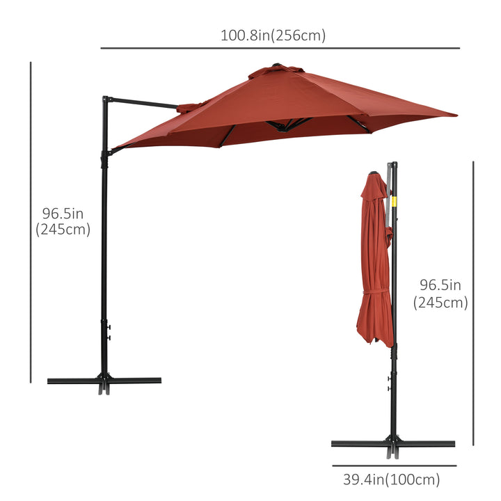 Outsunny 8.5FT Outdoor Cantilever Roma Parasol with 360° Rotation and Cross Base, Offset Patio Umbrella for Garden, Dark Grey