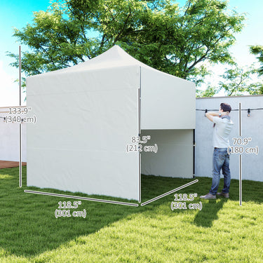 Outsunny 10' x 10' Pop Up Canopy Tent with Awning and Sidewalls, Instant Sun Shelter with Wheeled Bag and Sand Bags