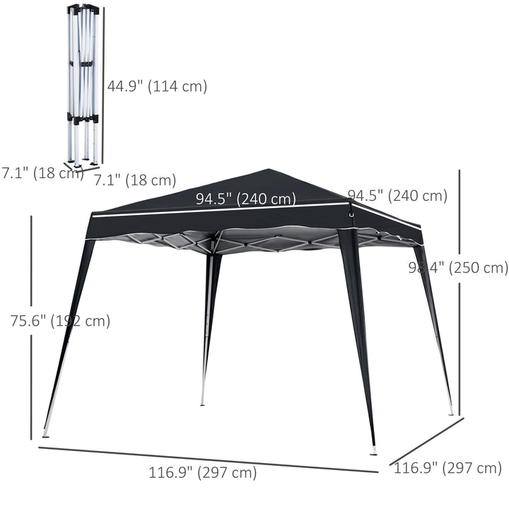Outsunny 8' x 8' Pop Up Canopy, Outdoor Foldable Tent, Portable Canopy Tent with Carrying Bag for Camping, Party, Picnic, White
