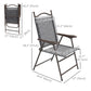 Outsunny 2 Pieces Folding Patio Camping Chairs Set, Sports Chairs for Adults with Armrest, Mesh Fabric Seat for Lawn