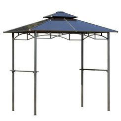 Outsunny 8' x 5' Hardtop Grill Gazebo, Aluminium BBQ Canopy Gazebo, Outdoor Canopy with Side Shelves & Double Roof