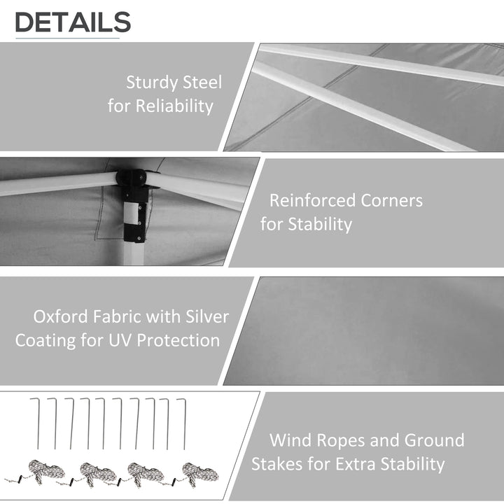 Outsunny 20' x 10' Folding Pop Up Canopy Tent with Sidewalls,  Windows, Weight Bags and Carrying Bag, Black