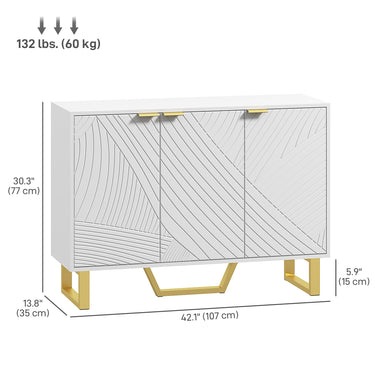 HOMCOM Sideboard Buffet Cabinet with Adjustable Shelves, Living Room Cabinet, TV Cabinet for 50 Inch TV, White