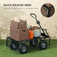 Outsunny 342L Utility Wagon Cart with Removable Mesh Sides to Convert into Flatbed for Beach Lawn Yard