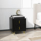 HOMCOM Bedside Table, Modern Nightstand with 2 Drawers, Side End Table with Metal Legs for Living Room, Bedroom, Black