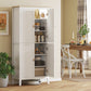 HOMCOM 69.5" Tall Kitchen Pantry Storage Cabinet with Motion Sensor LED Light, Modern Kitchen Pantry Cabinet, Green