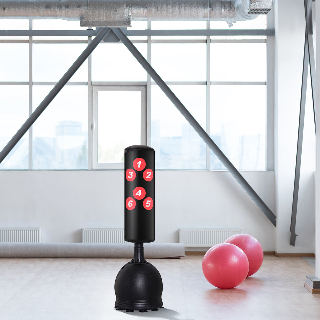 Soozier 65" Freestanding Boxing Punching Bag with Refilled Base and Suction Cups, Black